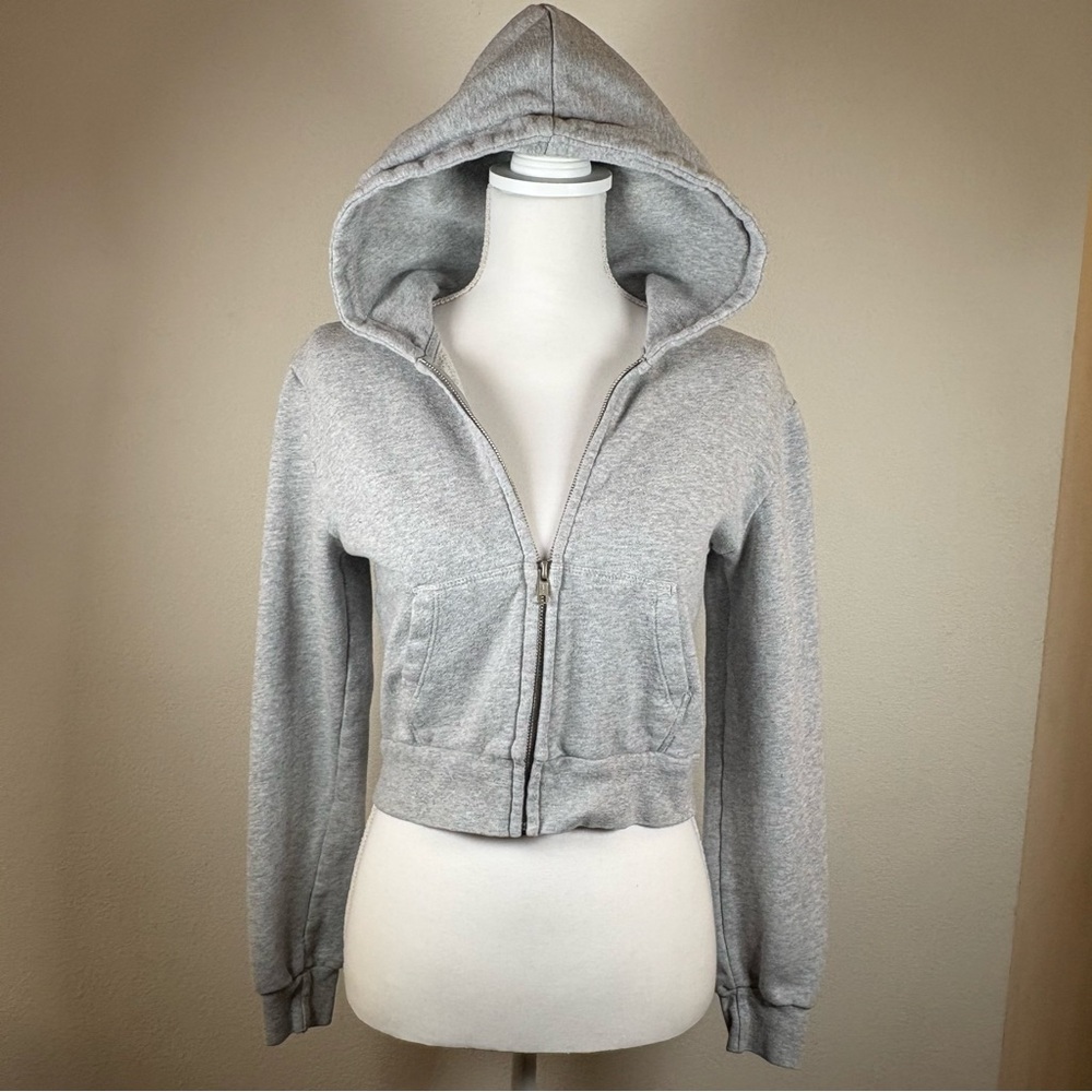 Brandy Melville J Galt grey crop zip hoodie sweater